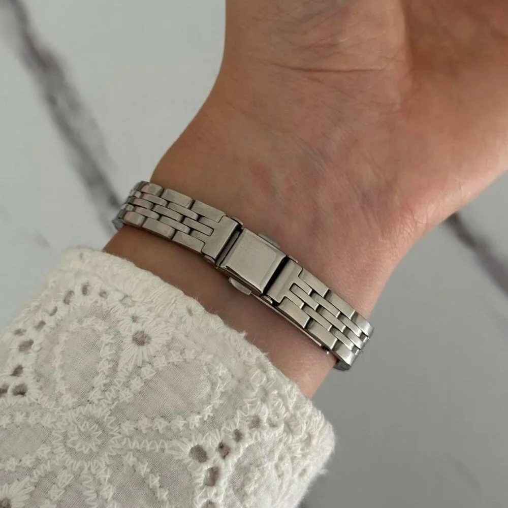 SKU0134 Retro Silver Blue Women Fashion Square Watch‎ Stainless steel + gift bag